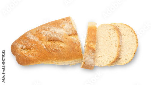 Photos top view of a sliced loaf of bread