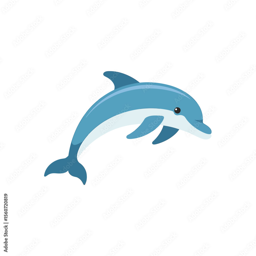 Fototapeta premium A simple, minimalist illustration of a leaping dolphin in a flat design style