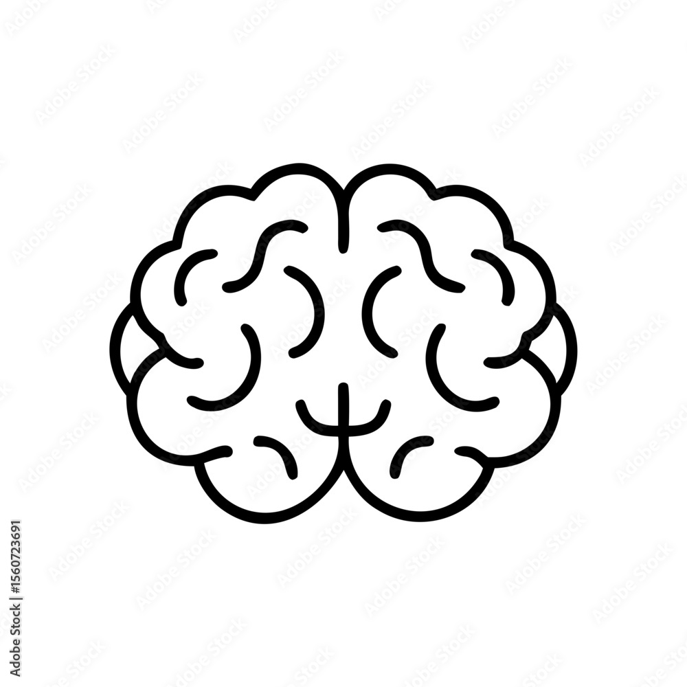 Brain icon with lobes in a minimalist line art style Brain icon with lobes in a minimalist line art style