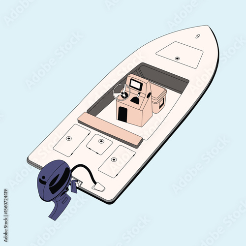Vector Boat Line Art Illustration