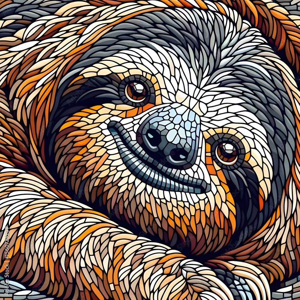 Naklejka premium 나무늘보, 모자이크 기법 디자인 일러스트, jpeg (sloth, Mosaic Techniques Design Illustration, jpeg)