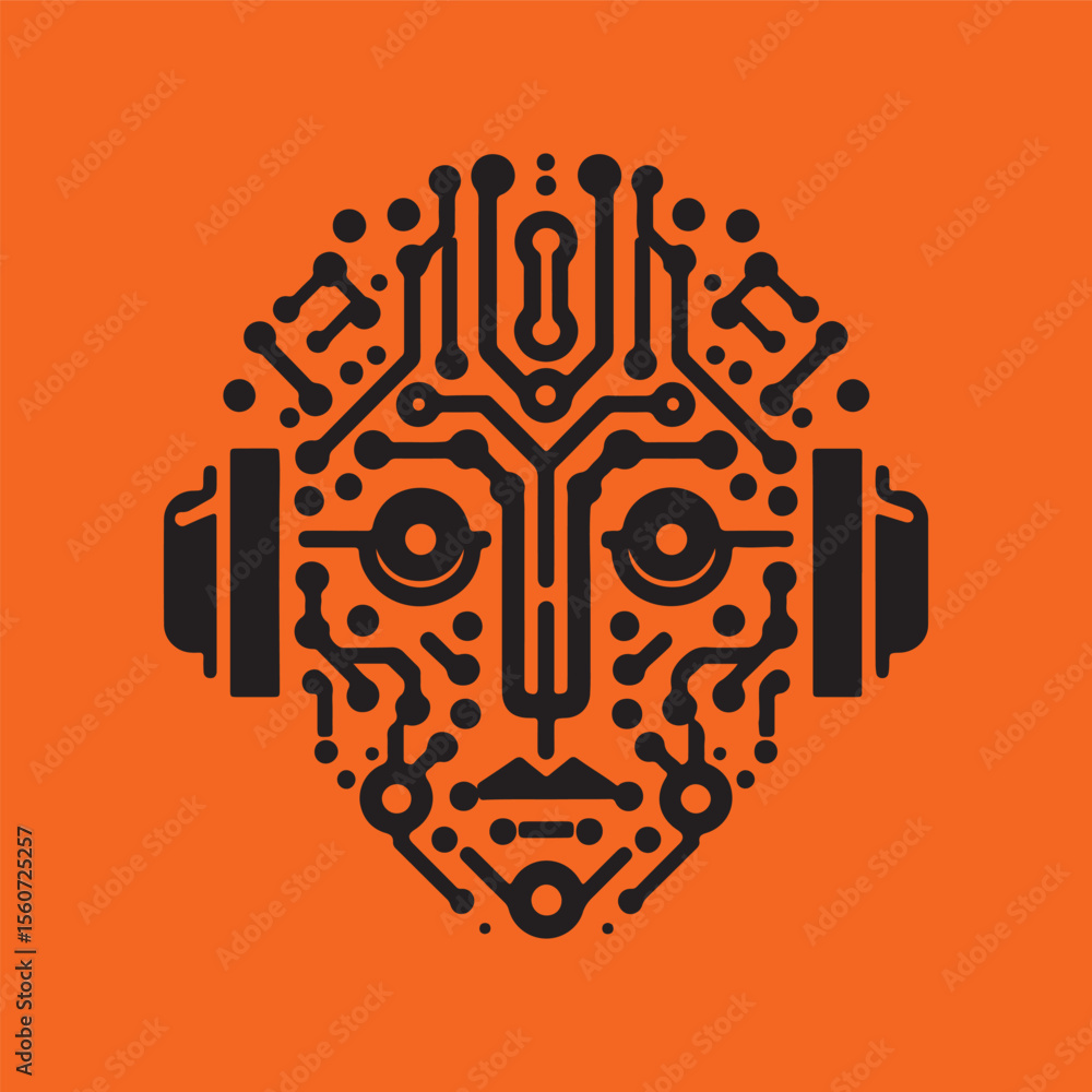 Obraz premium Artificial Intelligence Robot Face vector