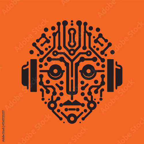 Artificial Intelligence Robot Face vector