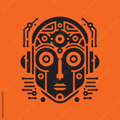 Artificial Intelligence Robot Face vector