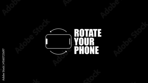 Rotate your phone 4K resolution animated video on the black background