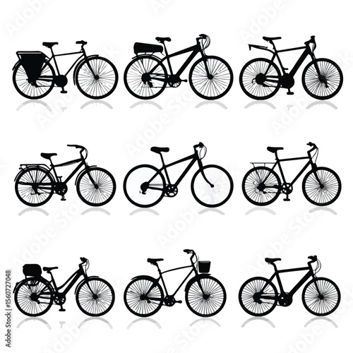 bicycle silhouette set, Black & White silhouette set