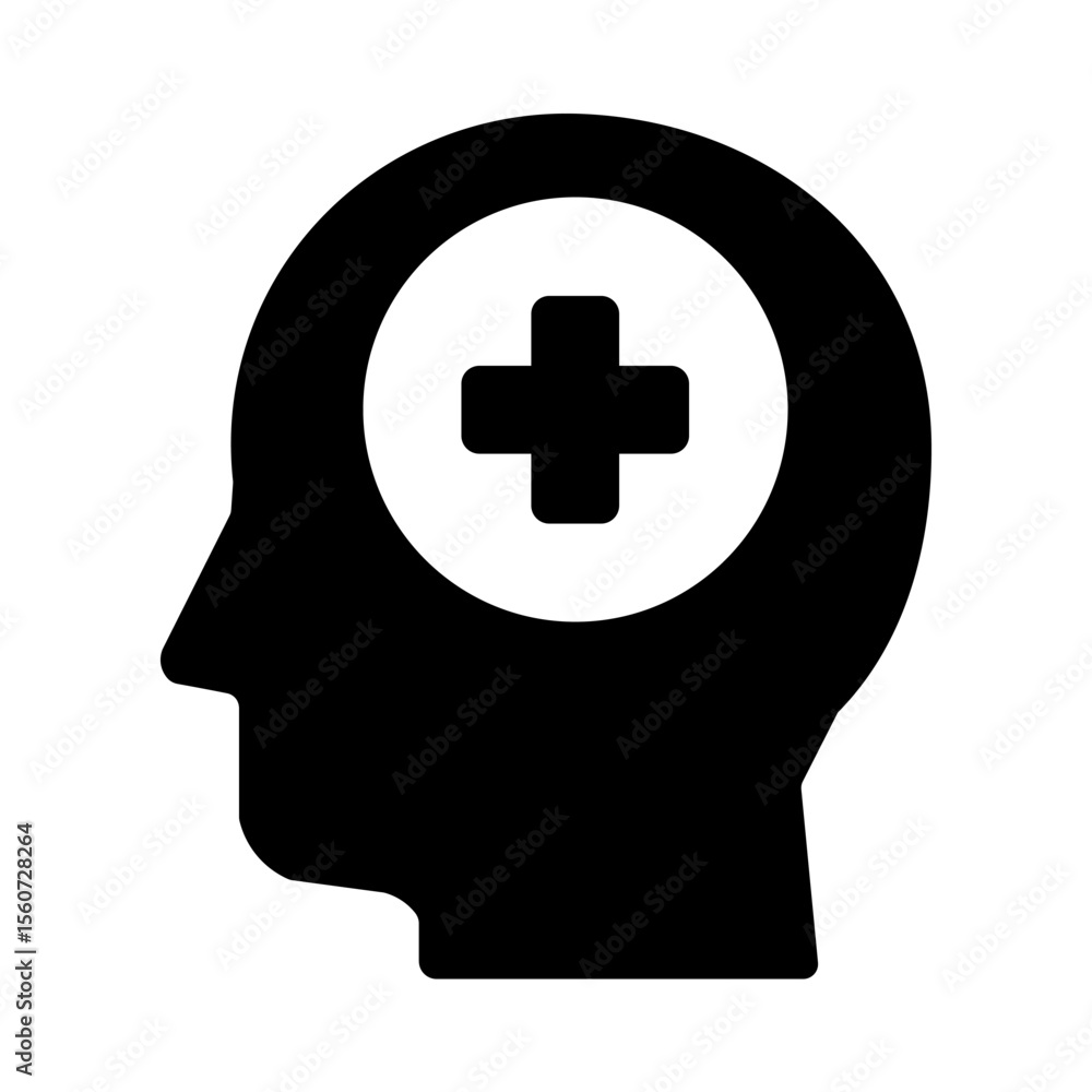 Brain icon with a medical cross Brain icon with a medical cross