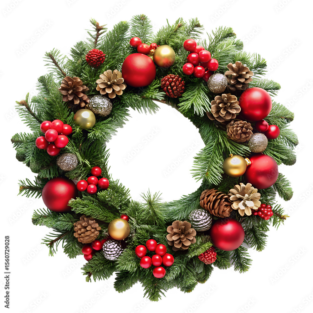 Fototapeta premium Christmas wreath isolated on transparent background