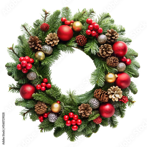 Christmas wreath isolated on transparent background