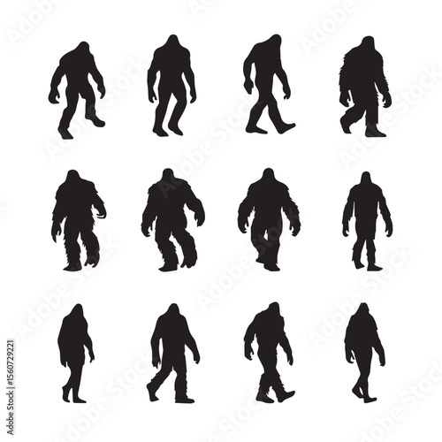 bigfoot silhouette set, Black & White silhouette set
