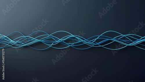 Abstract flowing blue and teal wavy lines on a dark background