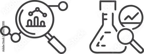 Scientific Research and Analysis Icons Set – Vector Symbols for Laboratory, Data Analysis, Microscope, Chemistry, Biology, Experiment, Innovation, Science Equipment, Research Study, Technology and Ana