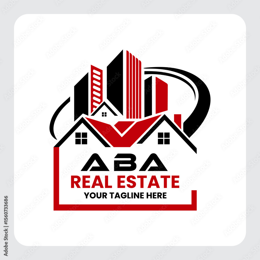 Obraz premium Letter ABA building vector, ABA initial construction. ABA real estate. ABA home letter logo design, ABA real estate Logo , Style home logo 