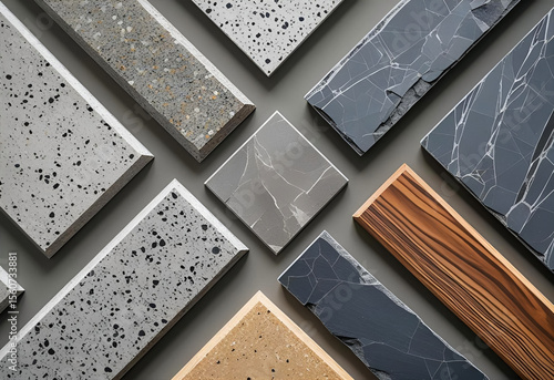 Tile Samples Displayed on Gray Backdrop