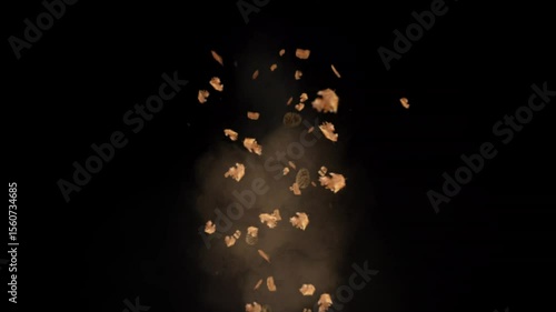 Falling Autumn Leaves Overlay on Black Background for Compositing and Visual Effects Projects