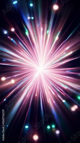 Wallpaper Mural Bright star exploding with light streaks and particles on black background Torontodigital.ca