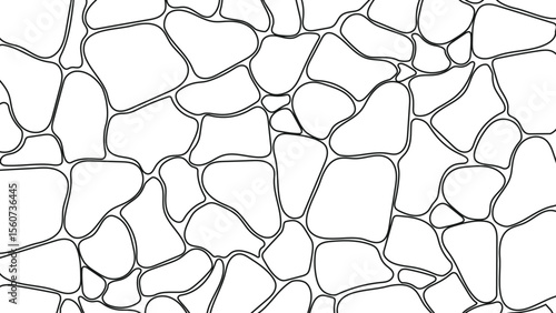 Organic abstract pattern background with irregular rounded shapes and thin black lines on a light backdrop. Modern texture perfect for packaging, textiles, web, and graphic design