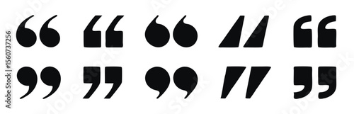 Quote mark collection. Quotation icon set. Vector illustration and transparent png. 