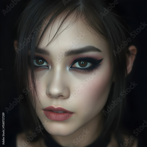 Wallpaper Mural Una elegante chica gótica con un maquillaje misterioso Torontodigital.ca