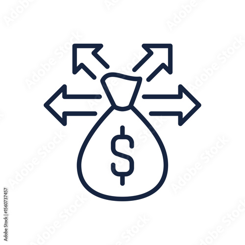 Liquidity icon, minimal financial symbol representing cash availability, asset conversion, capital flexibility and fluid money movement, simple monetary flow and solvency indicator flat illustration.