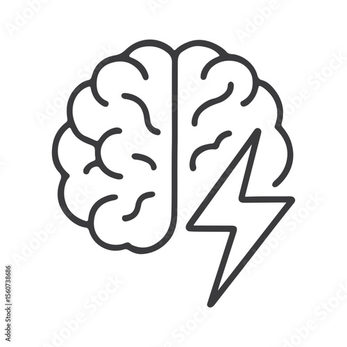Human Brain Undergoing a Mental or Neurological Event Stroke Epilepsy or Other Condition with Electrical Discharge Concept Graphic Illustration