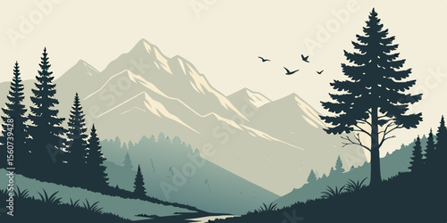winter landscape with mountains