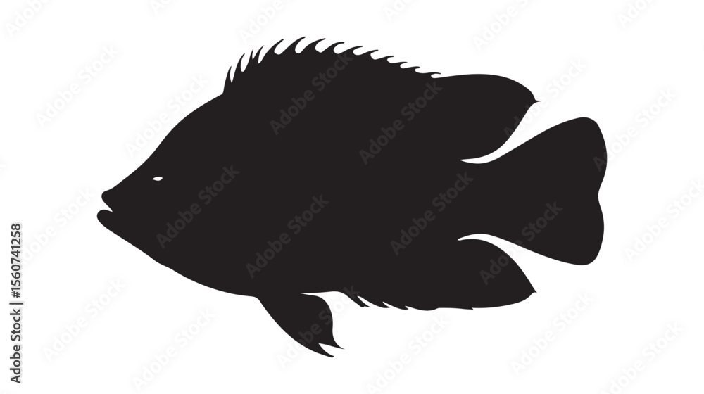 Obraz premium Black silhouette of a fish isolated on a white background graphic design