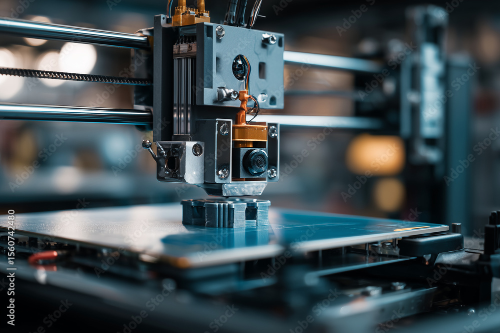 Fototapeta premium Industrial 3D Printer Creating Mechanical Parts