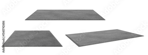 Set of gray carpet fur isolated on white background, 3d render