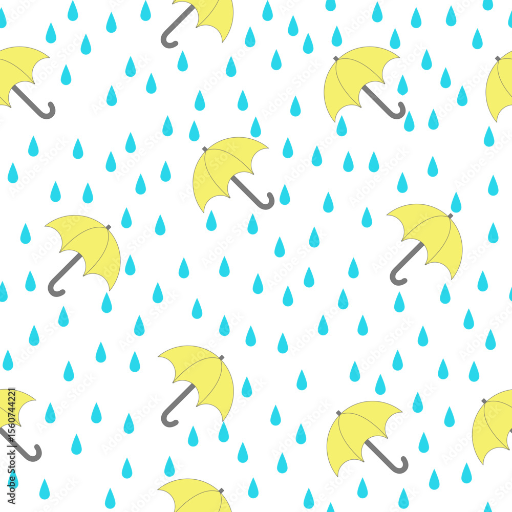 Obraz premium seamless pattern yellow Umbellars raindrop with transparent background 