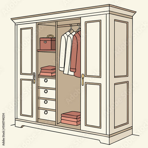 Wardrobe with Open Doors
