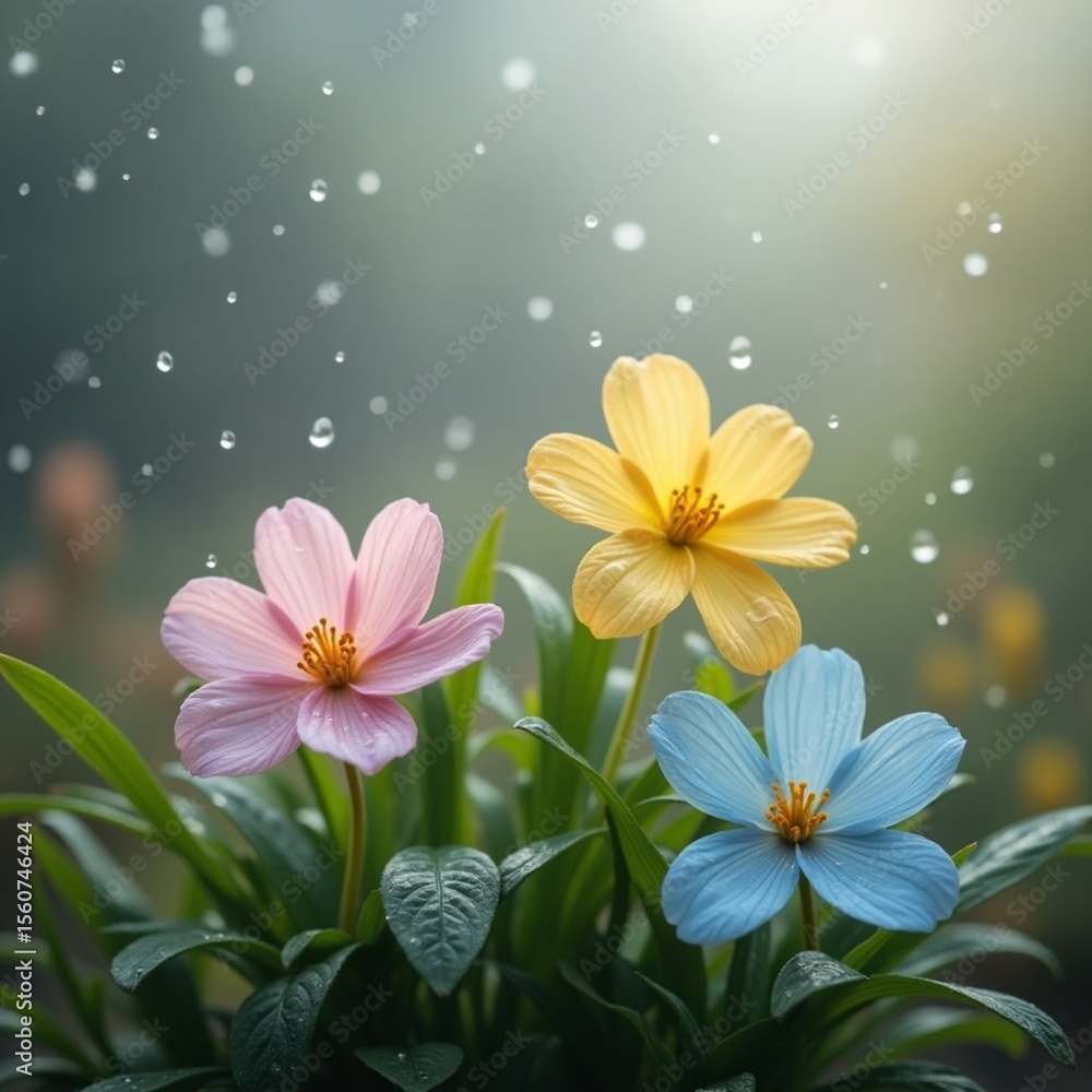 Rain falling on butifull flowers Rain falling on butifull flowers