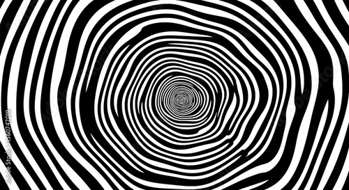 Hypnotic Swirl Optical Illusion – Black and White Psychedelic Pattern
