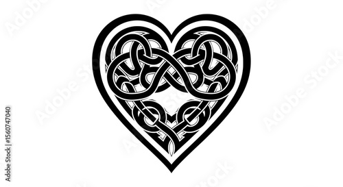 Celtic Heart Knot – Intricate Love Symbol Line Art
