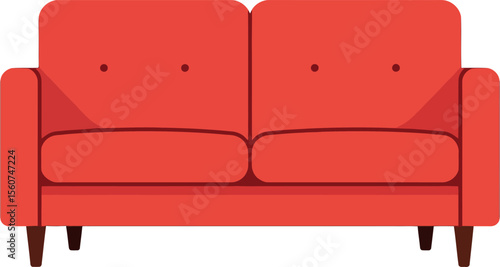 Comfortable Red Sofa: Home Furniture, Living Room Interior