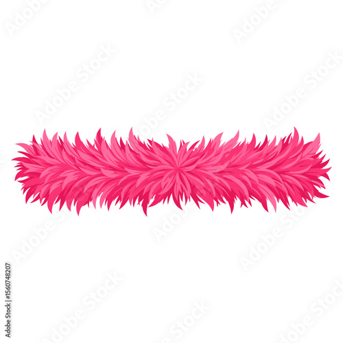 Vibrant Pink Feather Boa Flat Design Vector Illustration - Party Fashion Glamour Graphic