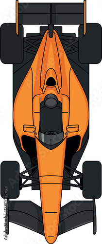 Orange Race Car Top View - Motorsport, Speed & Competition
