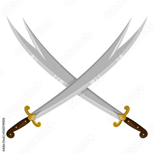 Islamic Zulfikar Sword Logo. Crossed Double-Edged Dhulfikar of Ali Ibn Abi Talib. High-Quality Vector Illustration for Icons, Symbols, and Graphic Design Elements