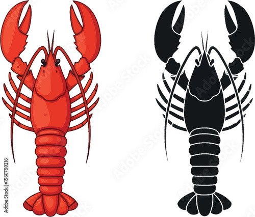 Red Lobster & Silhouette Icon - Seafood & Luxury Dining