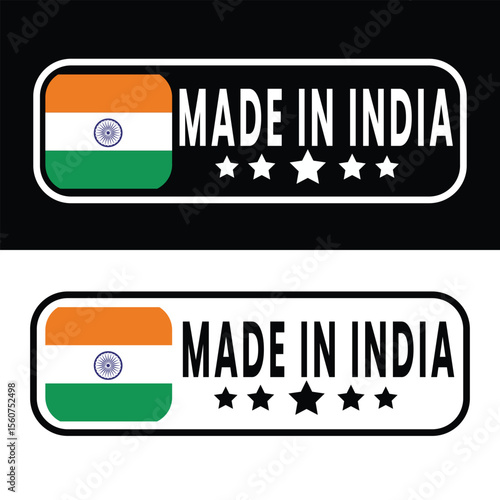 made in India stamp, India origin label, made in India badge, Indian product stamp