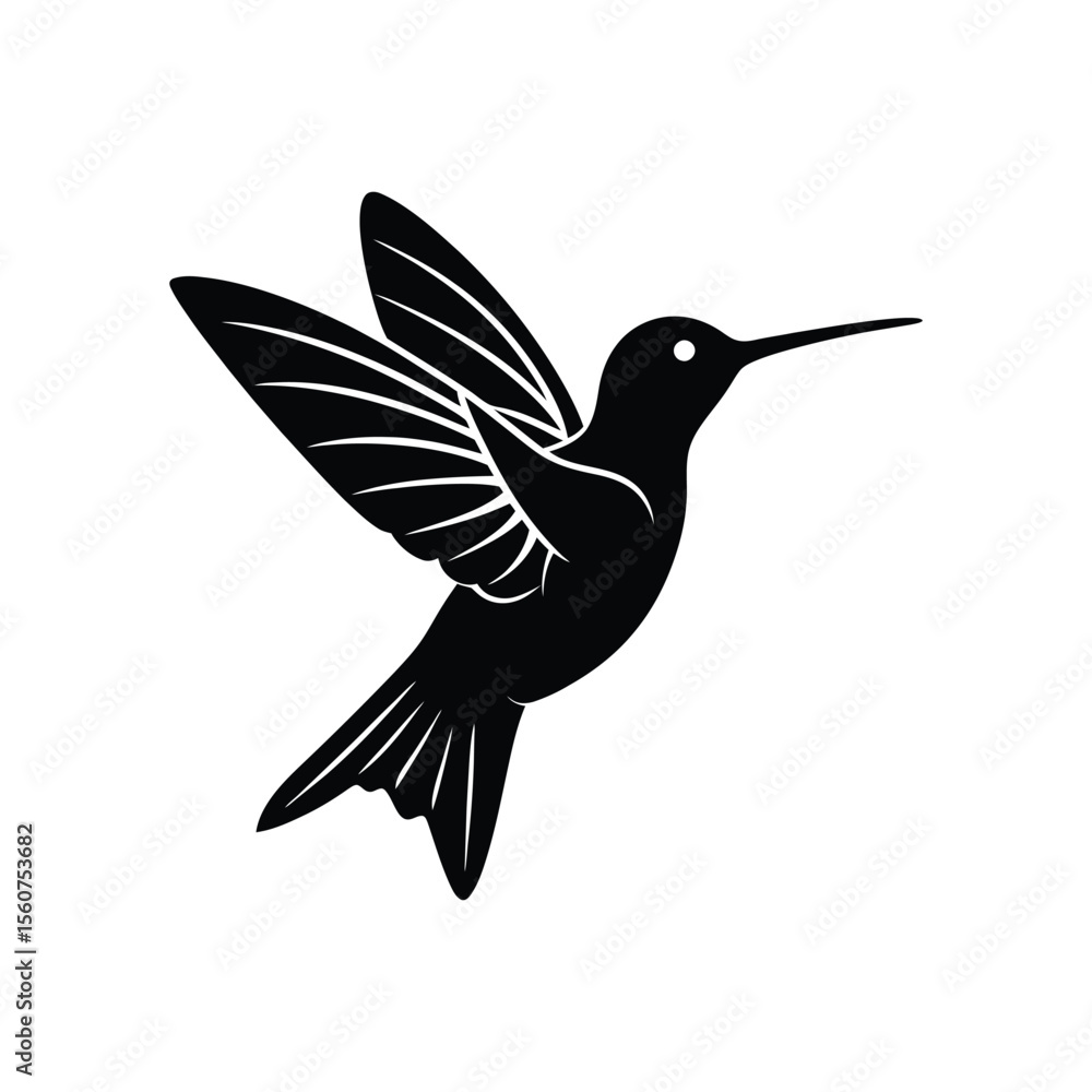 Fototapeta premium Hummingbird Silhouette Vector Illustrations