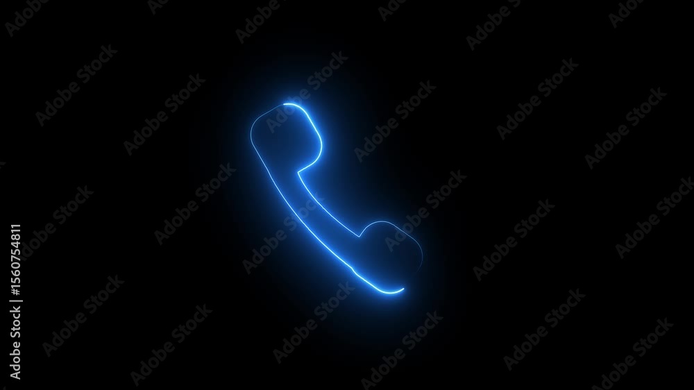 Neon Calling Icon Animation, Glowing Telephone Call Symbol, Black Background, Line Art UI Elemen Neon Calling Icon Animation, Glowing Telephone Call Symbol, Black Background, Line Art UI Elemen