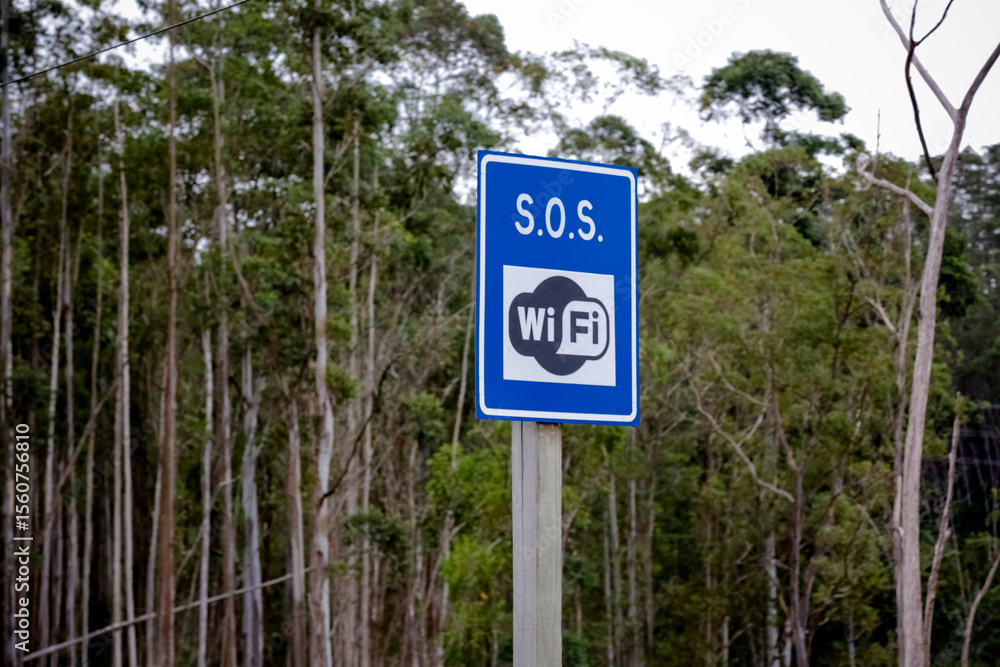 Fototapeta premium Sinalização rodoviária indicando pedágio a 1 km com opção de cobrança automática à direita. Foto ideal para temas de mobilidade, transporte rodoviário e infraestrutura no Brasil.