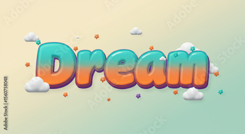 Dreamy 3D Text Effect Colorful, Cartoonish Font Design