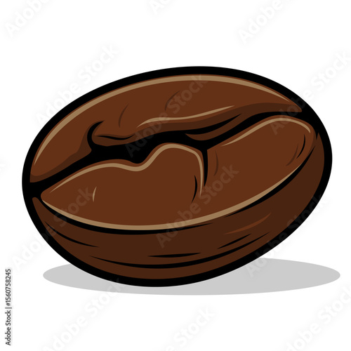 Brown Coffee Bean Icon. Flat Cartoon Style Vector Logo, Badge, Sticker, and Template. Isolated on White Background. Scalable and Editable EPS Illustration for Design Graphic and Branding