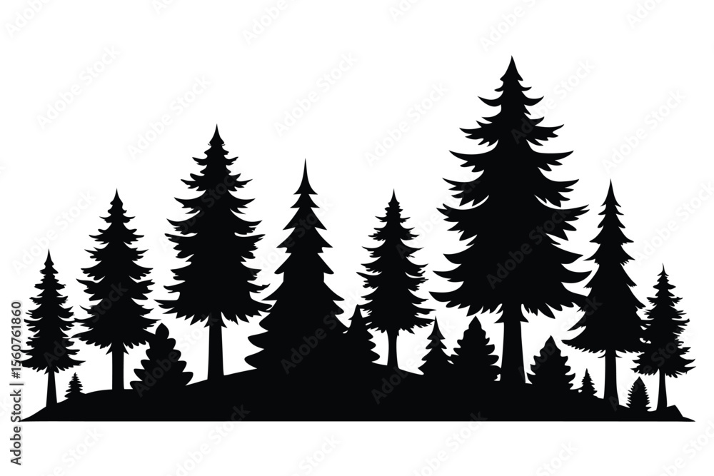 Fototapeta premium Majestic silhouette of a pine forest landscape
