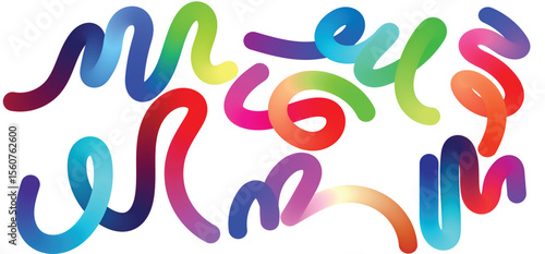 Collection of Minimalist Wavy Bold Lines Poster Backgrounds. Modern Abstract Art Design Template Set.EpS10
