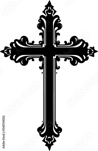 ornate christian cross silhouette
