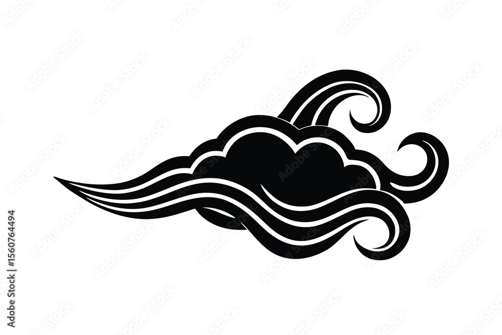 Obraz premium Black swirling cloud design wave abstract
