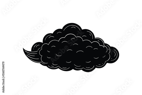 Black fluffy cloud with white highlights vector